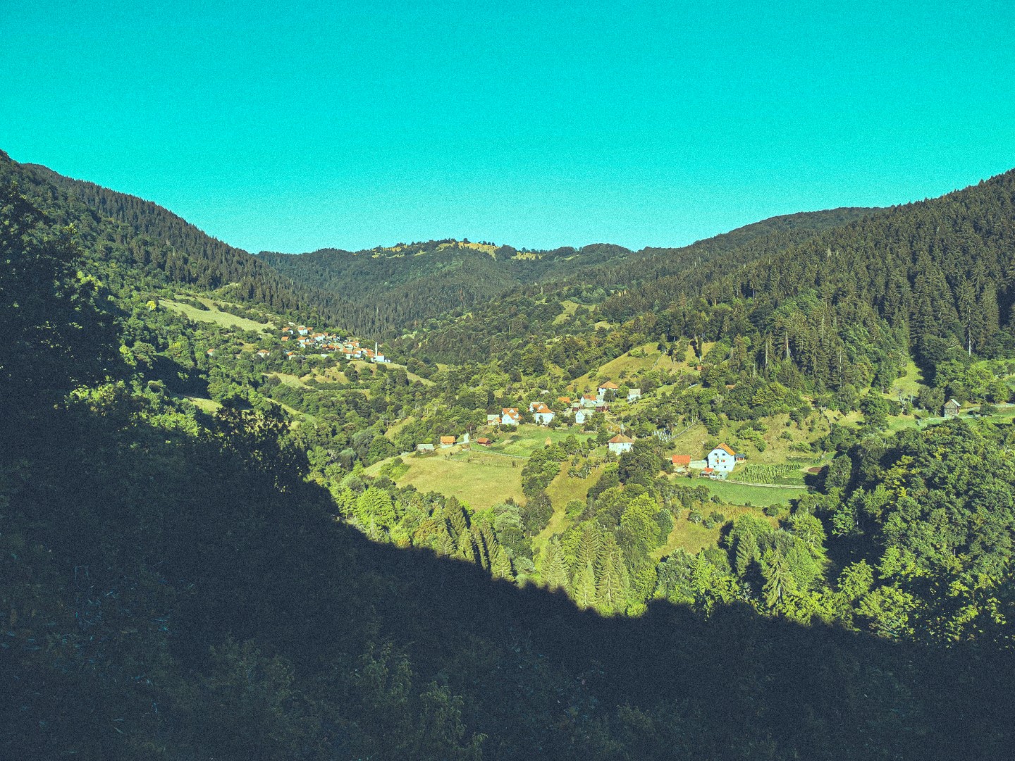 View of Mijakovići village and the surrounding mountains