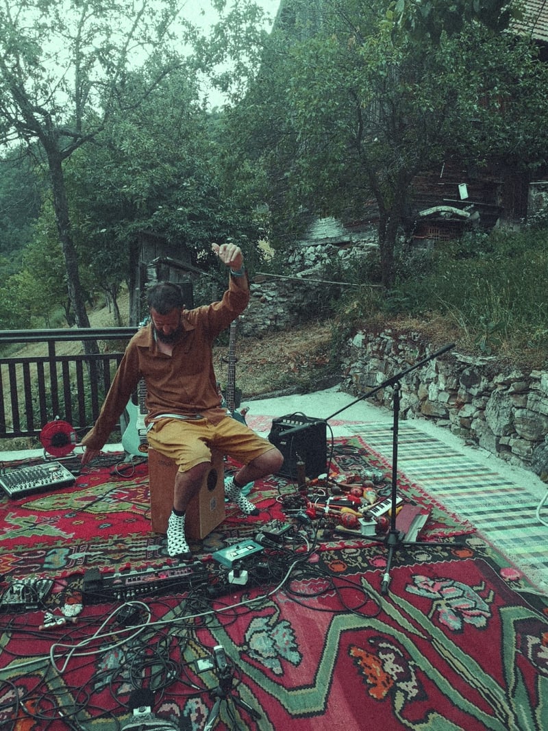 Sтⰰr Trekъ concert setup with Bosnian carpets on the terrace